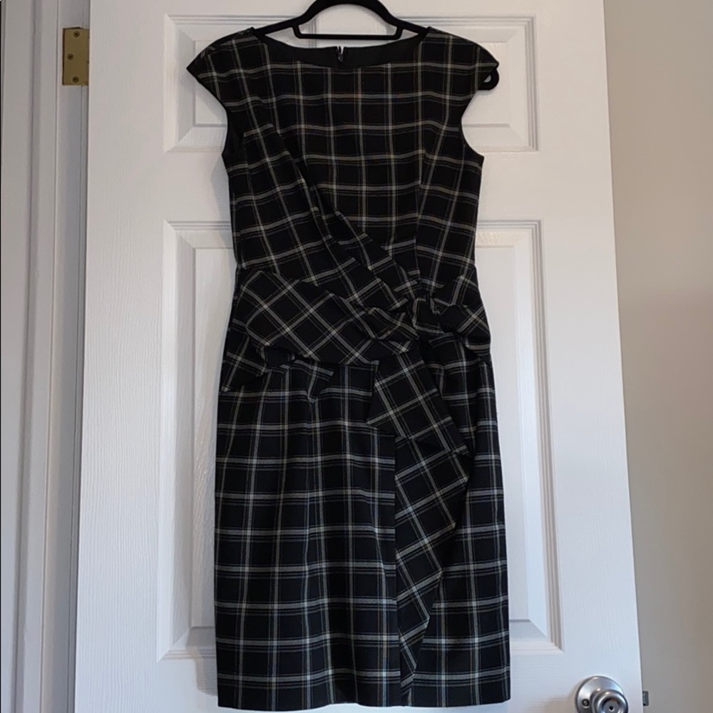 David Meister black and white plaid dress size 2